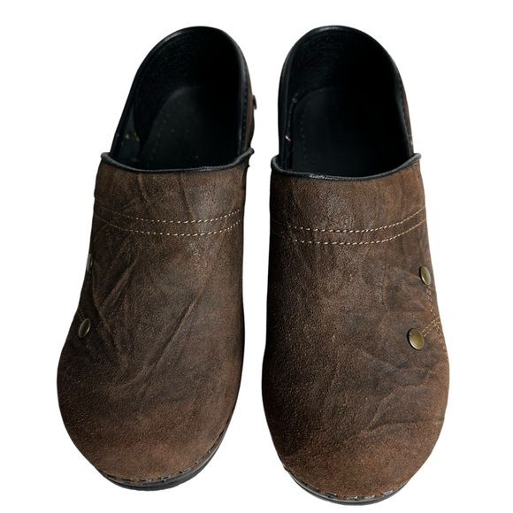 Sanita Brown Suede Stud Clogs - Picture 7 of 12